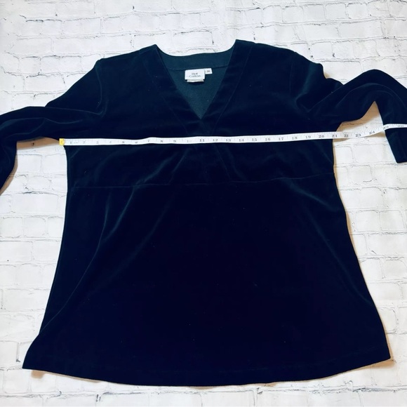 Hot Cotton Women’s Velvet Cotton Blend Top Tunic V Neck Black Size M - Picture 8 of 11